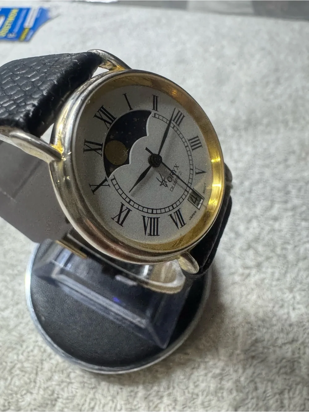 Oryx Men’s Gold-Tone Moonphase Quartz Watch - Black Strap